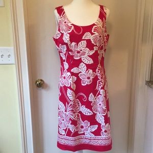 Talbots Dress red/white floral Size 8